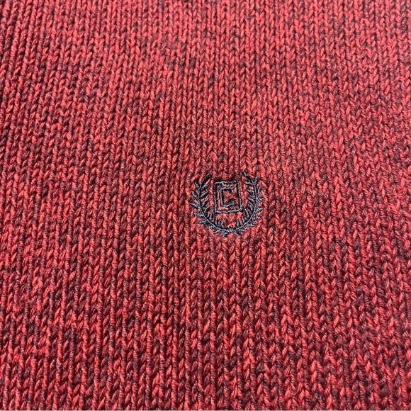 Chaps Mens Pullover Knit Sweater 3 Button Elbow Patches Burgundy Red Men’s Lg - Picture 3 of 6